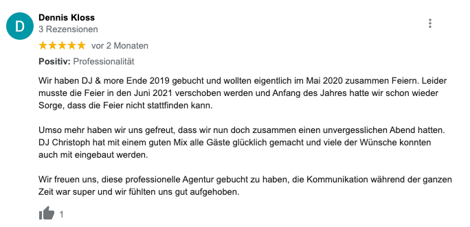 DJ Hannover Google Bewertung 01