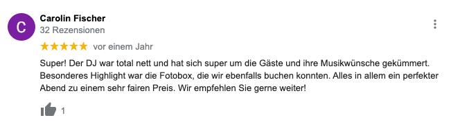 DJ Hannover Google Bewertung 04